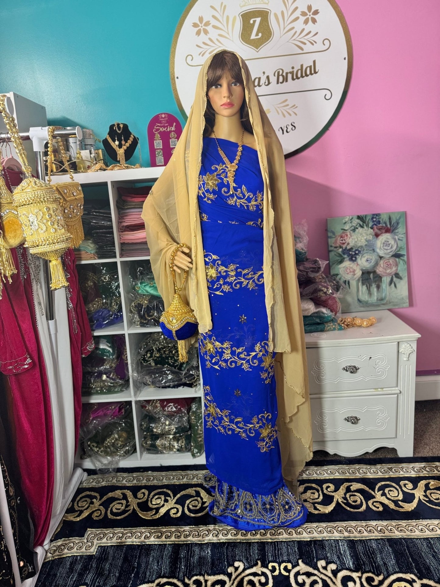 Yemeni Chiffon Dirac set - Royal Blue - Zulaikha’s Bridal